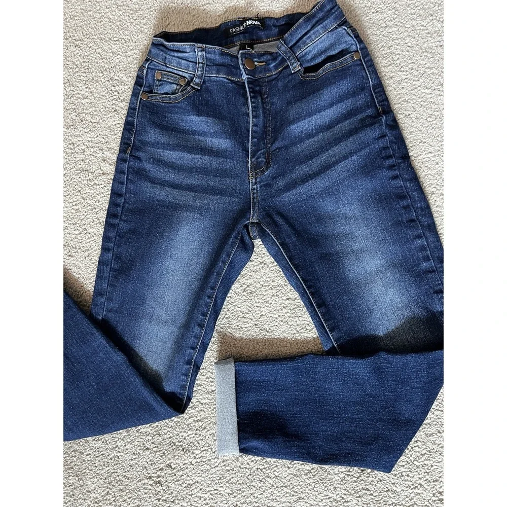 Fashion Nova Y2K Skinny Jeans Sz 1 Dark Blue Booty Shaping Stretchy #F Classic